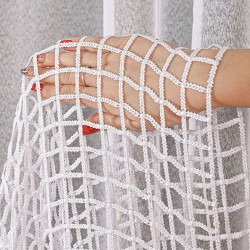 Firanka z aplikacją na markizecie ze wzorem pasowym 081773 Firanka z aplikacją na markizecie ze wzorem pasowym 081773