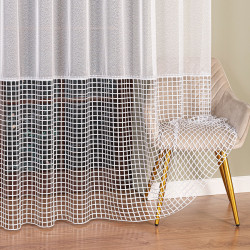 Firanka z aplikacją na markizecie ze wzorem pasowym 081773 Firanka z aplikacją na markizecie ze wzorem pasowym 081773