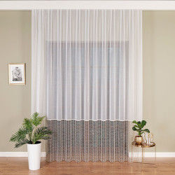 Firanka z aplikacją na markizecie ze wzorem pasowym 081773 Firanka z aplikacją na markizecie ze wzorem pasowym 081773