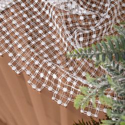 Firanka z aplikacją na markizecie ze wzorem pasowym 081778 Firanka z aplikacją na markizecie ze wzorem pasowym 081778