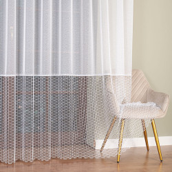 Firanka z aplikacją na markizecie ze wzorem pasowym 081778 Firanka z aplikacją na markizecie ze wzorem pasowym 081778