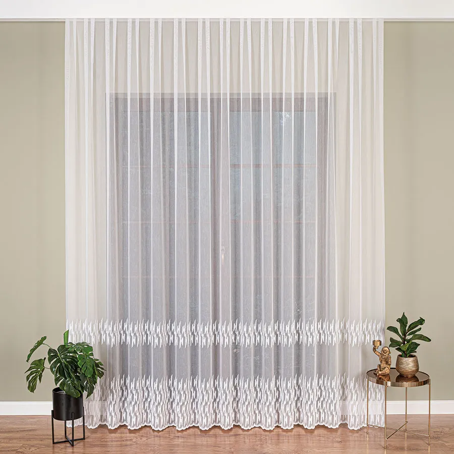 Firanka haftowana ze wzorem pasowym 127304