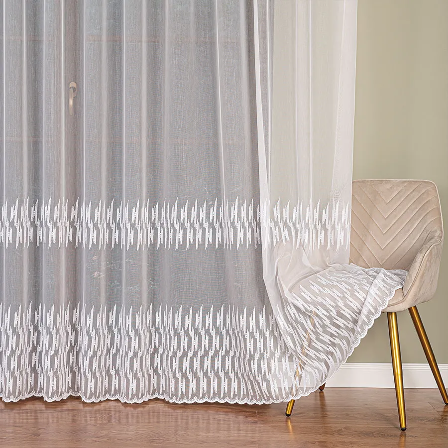 Firanka haftowana ze wzorem pasowym 127304