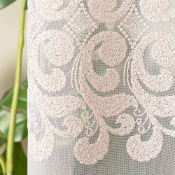 Firanka haftowana na markizecie ze wzorem pasowym ze złotą nicią 009363