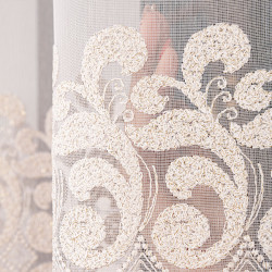 Firanka haftowana na markizecie ze wzorem pasowym ze złotą nicią 009363