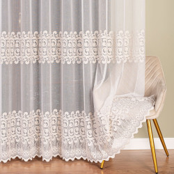 Firanka haftowana na markizecie ze wzorem pasowym ze złotą nicią 009363