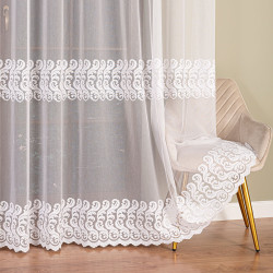 Firanka haftowana na markizecie ze wzorem pasowym 009366 Firanka haftowana na markizecie ze wzorem pasowym 009366