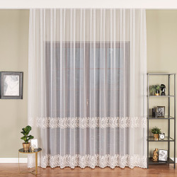 Firanka haftowana na markizecie ze wzorem pasowym 009366 Firanka haftowana na markizecie ze wzorem pasowym 009366