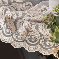 Firanka haftowana na markizecie ze wzorem pasowym 009366 Firanka haftowana na markizecie ze wzorem pasowym 009366