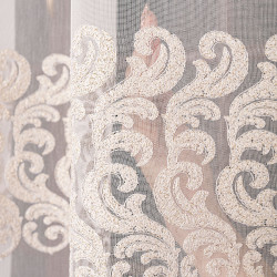 Firanka haftowana na markizecie ze wzorem pasowym 009366 Firanka haftowana na markizecie ze wzorem pasowym 009366