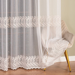 Firanka haftowana na markizecie ze wzorem pasowym 009366 Firanka haftowana na markizecie ze wzorem pasowym 009366