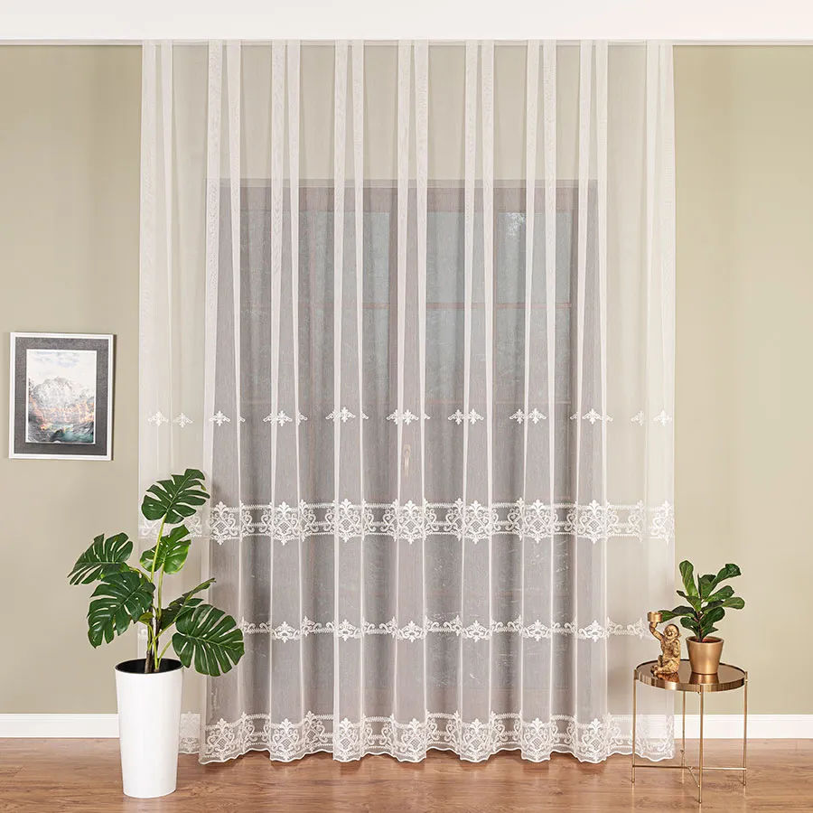 Firanka haftowana na markizecie ze wzorem pasowym 034282