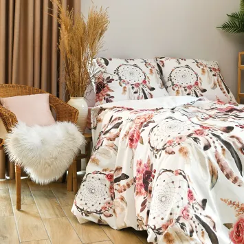 KWIATOWY ŁAPACZ SNÓW, Komplet pościeli PREMIUM z satyny bawełnianej 160x200cm, zadruk dwustronny (do wyczerpania zapasu) T20