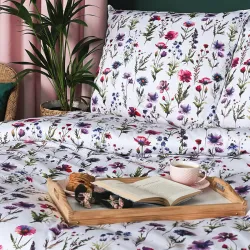 KWIATY POLNE, Komplet pościeli PREMIUM z satyny bawełnianej 160x200cm, zadruk dwustronny (do wyczerpania zapasu) T20129