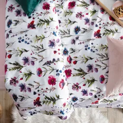 KWIATY POLNE, Komplet pościeli PREMIUM z satyny bawełnianej 160x200cm, zadruk dwustronny (do wyczerpania zapasu) T20129