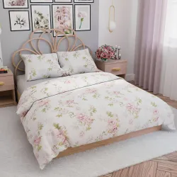 Komplet pościeli VALERIA 220x200 cm z kwiatowym wzorem.