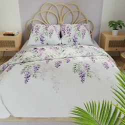 Elegancki komplet pościeli LAVANYA 220x200 cm z kwiatowym wzorem.