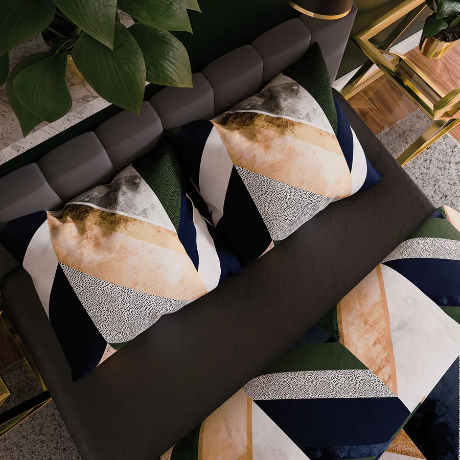 Pościel TRIANA jako efektowny element dekoracyjny sypialni w stylu modern.