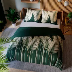 Komplet pościeli TROPICANA 160x200 cm z tropikalnym wzorem liści.