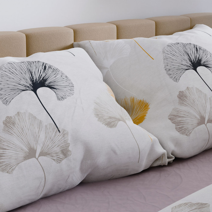 Poszewki na poduszki z zestawu GINKO 70x80 cm – subtelny wzór i miękkość.