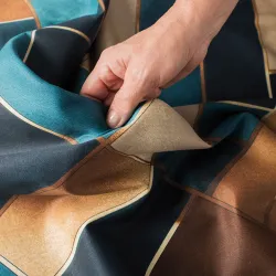 RUBIK Pościel Satynowa - Geometryczne Bryły w Odcieniach Turkusowego i Złota - 220x200cm