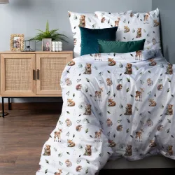 ZWIERZĘTA LEŚNE, Komplet pościeli PREMIUM z satyny bawełnianej 160x200cm, zadruk dwustronny (do wyczerpania zapasu) T20001
