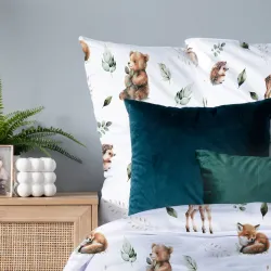 ZWIERZĘTA LEŚNE, Komplet pościeli PREMIUM z satyny bawełnianej 160x200cm, zadruk dwustronny (do wyczerpania zapasu) T20001