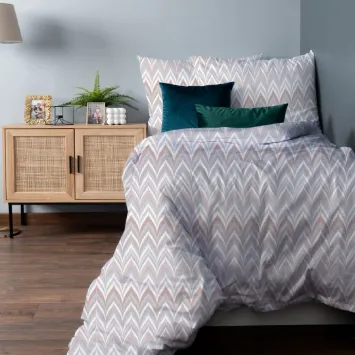 NORMAN, Komplet pościeli PREMIUM z satyny bawełnianej 160x200cm, zadruk dwustronny (do wyczerpania zapasu) T20041