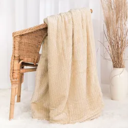 LUGO Koc dekoracyjny, rozmiar 160x200cm, kolor 002 beżowy LUGO00