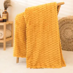 MIKOS koc dekoracyjny, rozmiar 160x200cm, kolor 011 żółty musztardowy MIKOS0