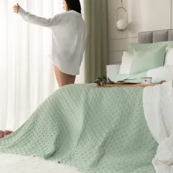 NULES Narzuta dekoracyjna, 170x210cm, kolor 016 jasny zielony NULES0