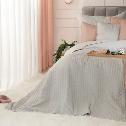 NULES Narzuta dekoracyjna, 170x210cm, kolor 013 jasny szary NULES0