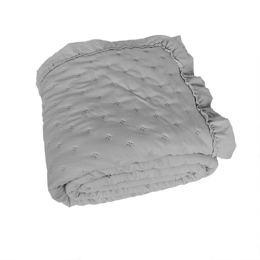 WERONA Narzuta dekoracyjna z falbaną, 170x210cm, kolor 001 szary WERONA