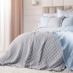 WERONA Narzuta dekoracyjna z falbaną, 220x240cm, kolor 001 szary WERONA