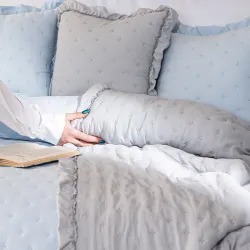 WERONA Narzuta dekoracyjna z falbaną, 220x240cm, kolor 001 szary WERONA