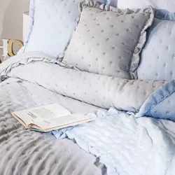 WERONA Narzuta dekoracyjna z falbaną, 220x240cm, kolor 001 szary WERONA