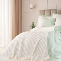 WERONA Narzuta dekoracyjna z falbaną, 170x210cm, kolor 608 ecru WERONA