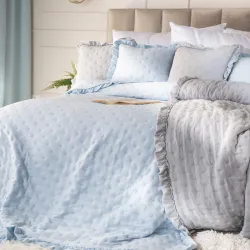 WERONA Narzuta dekoracyjna z falbaną, 220x240cm, kolor 302 baby blue WERONA
