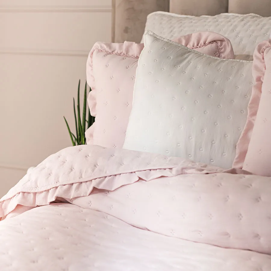 WERONA Narzuta dekoracyjna z falbaną, 170x210cm, kolor 015 różowy WERONA