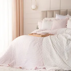 WERONA Narzuta dekoracyjna z falbaną, 200x220cm, kolor 015 różowy WERONA