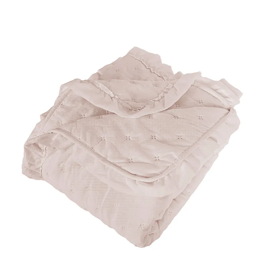 WERONA Narzuta dekoracyjna z falbaną, 220x240cm, kolor 015 różowy WERONA