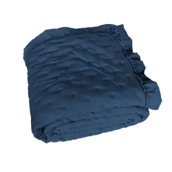 WERONA Narzuta dekoracyjna z falbaną, 220x240cm, kolor 002 niebieski WERONA