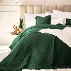 WERONA Narzuta dekoracyjna z falbaną, 170x210cm, kolor 019 zielony WERONA