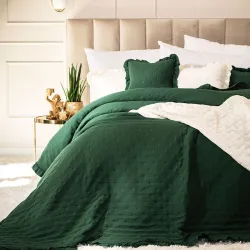 WERONA Narzuta dekoracyjna z falbaną, 200x220cm, kolor 019 zielony WERONA