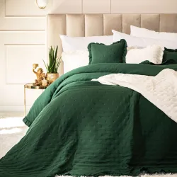 WERONA Narzuta dekoracyjna z falbaną, 220x240cm, kolor 019 zielony WERONA