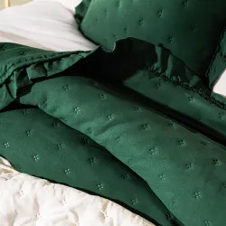 WERONA Narzuta dekoracyjna z falbaną, 220x240cm, kolor 019 zielony WERONA
