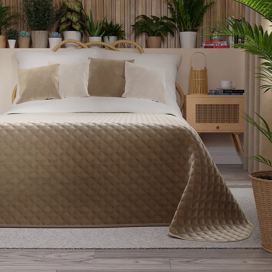 VELVI Narzuta dekoracyjna, rozmiar 220x240cm, kolor 001 ciemny beżowy VELVI0