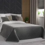 VELVI Narzuta 220x240cm - antracytowa elegancja w geometrycznym wzorze