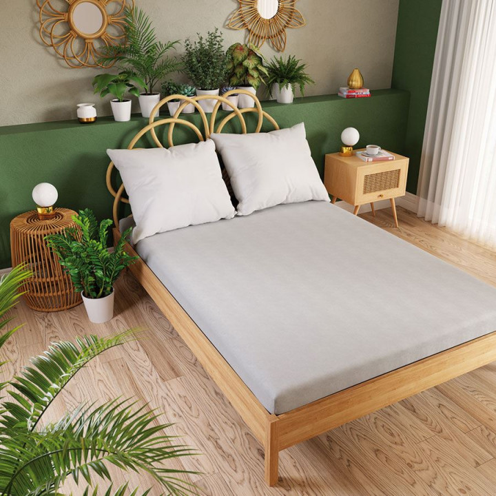 DREAMY PREMIUM Prześcieradło jersey z gumką, szerokość 90 x wysokość 200cm, kolor 002 jasny szary 100033