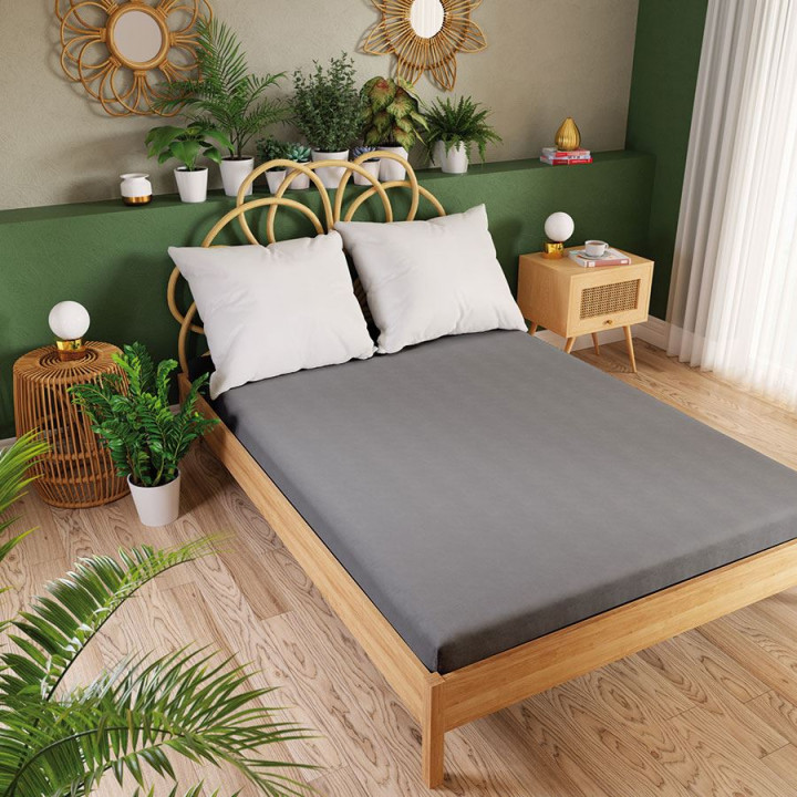 DREAMY PREMIUM Prześcieradło jersey z gumką, szerokość 120 x wysokość 200cm, kolor 003 ciemny szary 100033